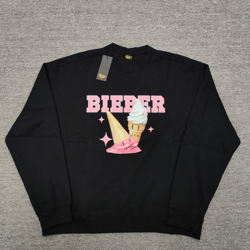 Drew House Sweatshirts Unisex Ice Cream Pattern Fleece Crew Neck Sweater