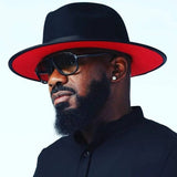 Walter White Fedora Woolen Hat Double-Sided Color Matching Felt Cap Flat Brim Fedora Hat