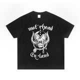 Rock Star T Shirt Motorhead Rock Band Washed Distressed T-shirt Loose