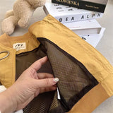 Boy Jacket Kids' Coat Spring and Autumn Color Embroidered Jacket Big Workwear with Pocket Baseball Uniform