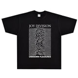 Rock Star T Shirt Joy Division Unknown Pleasures T-shirt Rock Band Retro Loose Short Sleeve