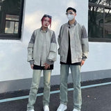 Unisex Baseball Jersey Vintage Grey Knitted Baseball Jacket