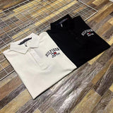 Tommy T Shirts V-neck Embroidery Small Icon Striped Couple Polo Shirt