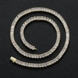 Zircon necklace glossy spring buckle rectangular zirconium single row tennis chain