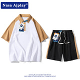 Nasa Tracksuit Men Leisure Set Summer Trendy Student Handsome Matching Short Sleeve Shorts