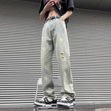 Unisex Jeans Star Jeans Men's Ripped Loose Straight Casual Pants