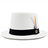 Walter White Hats Woolen British Gentleman Flat-Top Cap Magician Hat Wool Top Hat