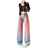 Unisex Jeans Washed Straight Pants Casual Trousers