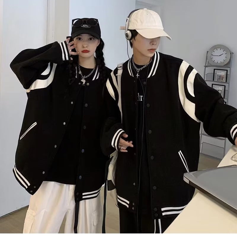 Unisex Baseball Jersey Vintage Couple Cardigan Jacket