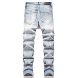 Unisex Jeans Embroidered Skinny Stretch High Street Jeans