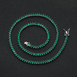 Zircon necklace three prong emerald tennis chain