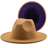 Walter White Fedora Woolen Hat Double-Sided Color Matching Felt Cap Flat Brim Fedora Hat