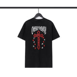 CHH Chrome Heart T Shirts Cross Sanskrit Printed Crew Neck Washed Short Sleeve Fashion T-Shirt