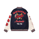 Unisex Baseball Jersey Fall/Winter Vintage Embroidered Loose Stand-Up Jacket