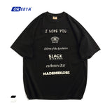 After Prom Shirt Letter Print Patch Short Sleeve T-shirt Male and Female Trendy Brand Loose