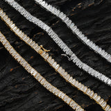 Zircon necklace front and back ladder square zirconium tennis chain