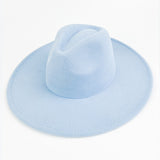 Walter White Fedora Solid Color Big Brim Top Hat Lun Fedora Hat Men and Women Retro Woolen Hat
