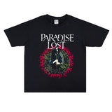Rock Star T Shirt Printed T-shirt Loose-Fitting Pure Cotton Short Sleeves Heavy Weight