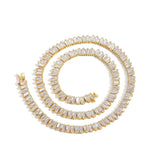 Zircon necklace front and back ladder square zirconium tennis chain