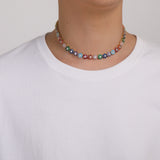 Zircon necklace Colorful flower-shaped zircon tennis necklace