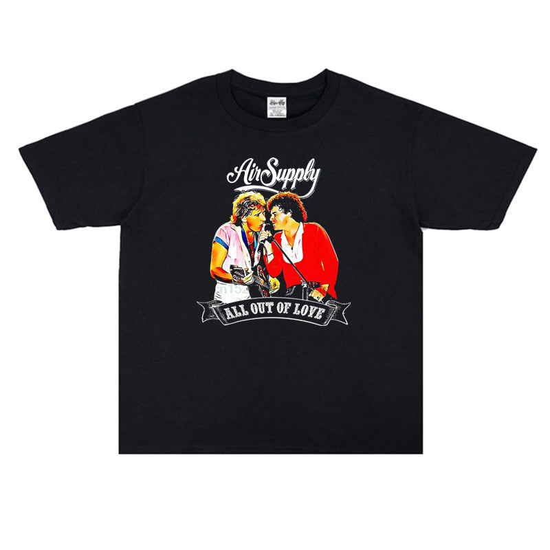 Rock Star T Shirt Washed Distressed T-shirt Short Sleeve Loose