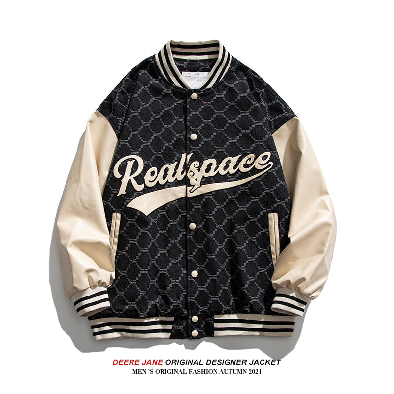 Men's Baseball Jacket Spring Stitching Baseball Uniform Men's Fashion Loose Jacket