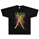 Rock Star T Shirt Queen Freddie Mercury T-shirt Rock Band Retro Portrait Loose Short Sleeve