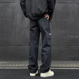 Unisex Jeans Vintage Black Jeans Loose Wide Leg Straight Pants Overalls