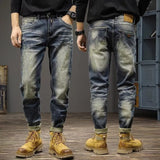 Unisex Jeans Spring/Autumn Vintage Ripped Jeans Straight Pants