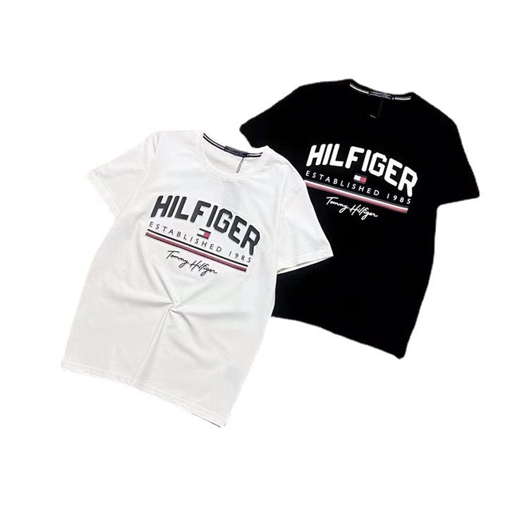 Tommy T Shirts Tommy Stitching Printing Couple's round Neck Short Sleeve T-shirt