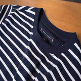 Tommy T Shirts Tommy Fashion Striped Yarn-Dyed Stitching Fabric round Neck Short Sleeve T-shirt
