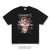 Rock Star T Shirt European and American Megadeth Retro Distressed T-shirt Loose