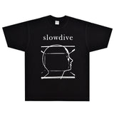 Rock Star T Shirt Slowdive Sugar for the Pill T-shirt Rock Band American Street Loose Printed Short Sleeve