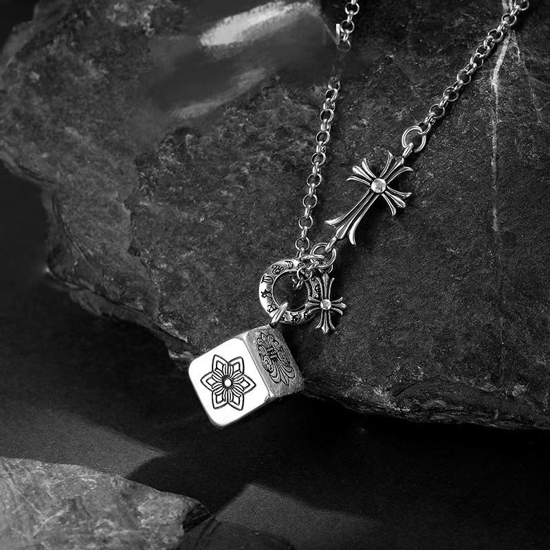 Chrome Heart Necklace Dice Pendant Male