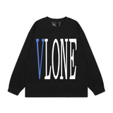 Vlone Sweatshirts Autumn and Winter Blue Big V Letter Crew Neck