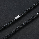 Zircon necklace black tennis chain spring buckle
