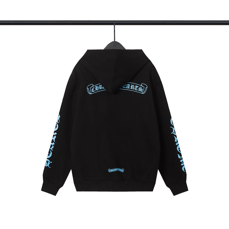 CHH Chrome Heart HoodieCH Premium Lightning Blue Zipper Hooded Sweater Jacket Cardigan