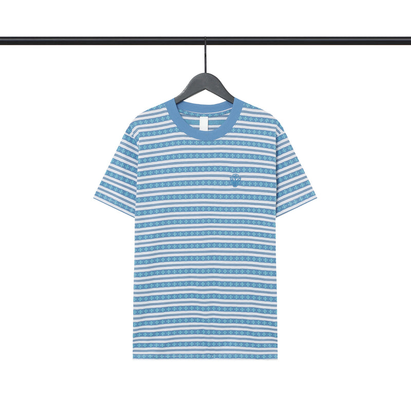 CHH Chrome Heart T Shirts Poison Home Stripe Jacquard Embroidery Short Sleeve Couple T-Shirt