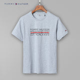Tommy T Shirts Summer Tommy Men's Short-Sleeved Cotton round Neck Slim-Fit Printed T-shirt