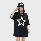 After Prom Shirt Star Letters High-Density Embroidered Cotton T-shirt Drop-Shoulder Short Sleeve T-shirt