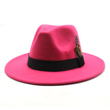 Walter White Hats Fashion Couple Feather Woolen Top Hat Flat Brim Big Brim Jazz Hat