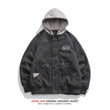 Men Baseball Jacket Spring Hooded Baseball Uniform Male Loose Vintage Casual Jacket Coat