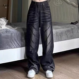 Unisex Jeans Vintage Washed Jeans Loose Straight Oversize Wide Leg Pants