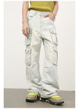 Unisex Jeans American Vintage Washed Straight Tooling Jeans Wide Legs