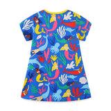 Girl Dress Summer Girls' Dress Princess Dress Knitted Cotton Cartoon Printed Short Sleeve