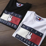 Tommy T Shirts Tommy Men's Rabbit Printed Embroidered Logo round Neck Short Sleeve T-shirt