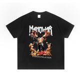 Rock Star T Shirt Loose T-shirt Short Sleeve round Neck Retro