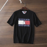 Tommy T Shirts Tommy Men's Rabbit Printed Embroidered Logo round Neck Short Sleeve T-shirt
