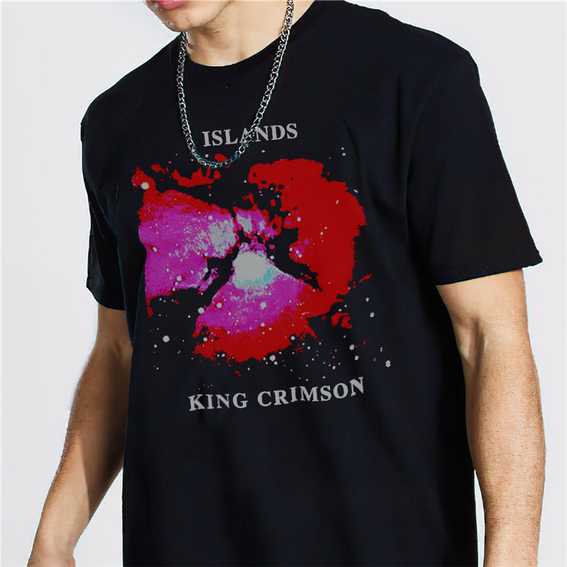Rock Star T Shirt Rock Band King Crimson Printed T-shirt Loose Short Sleeve Cotton Men and Women