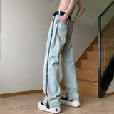 Unisex Jeans Design Straight Pants Casual Trousers